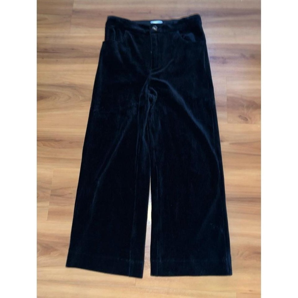 Womens Lucy Paris High Rise Black‎ Corduroy Straight Leg Cropped Pants